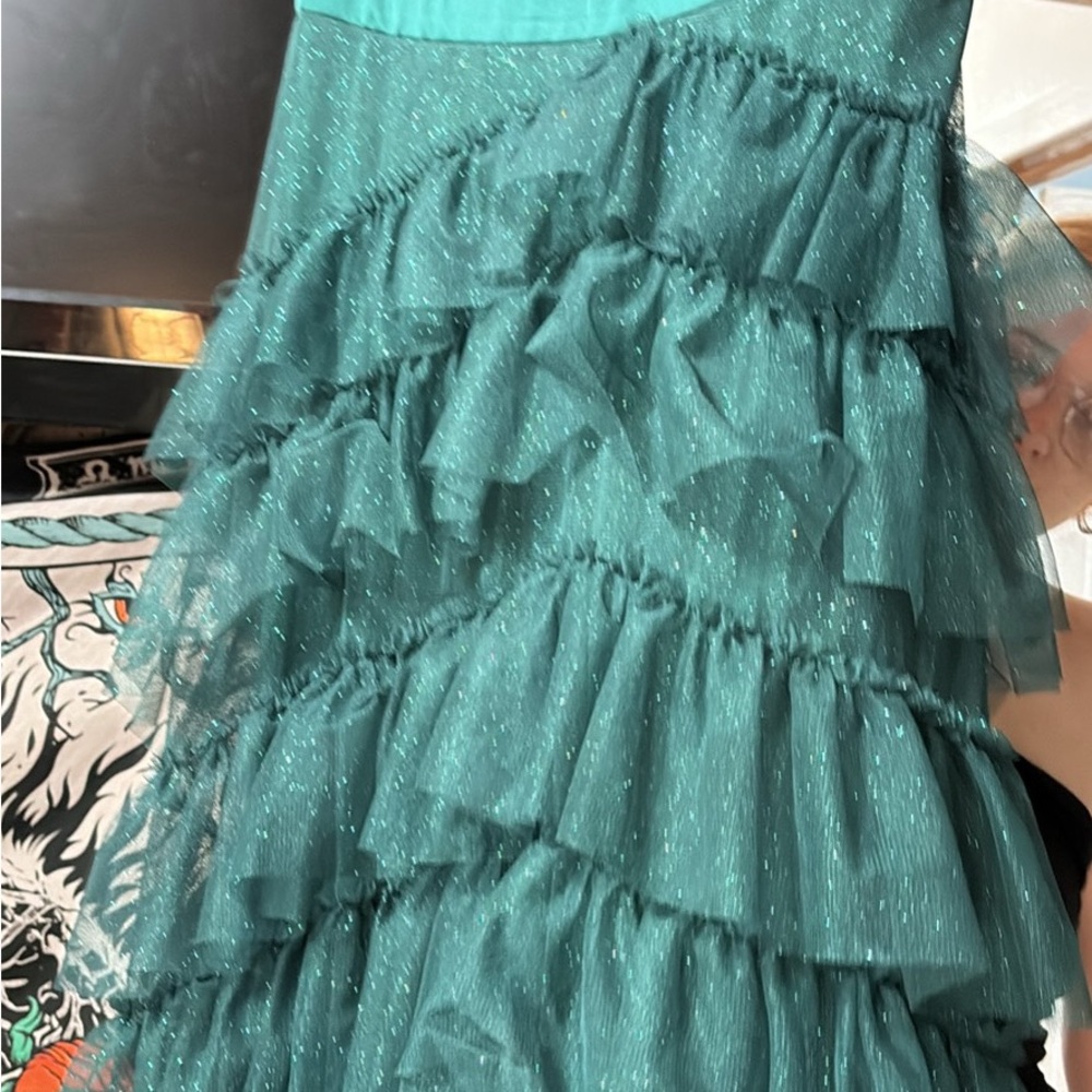 Sparkling Teal Ruffle PROM dress